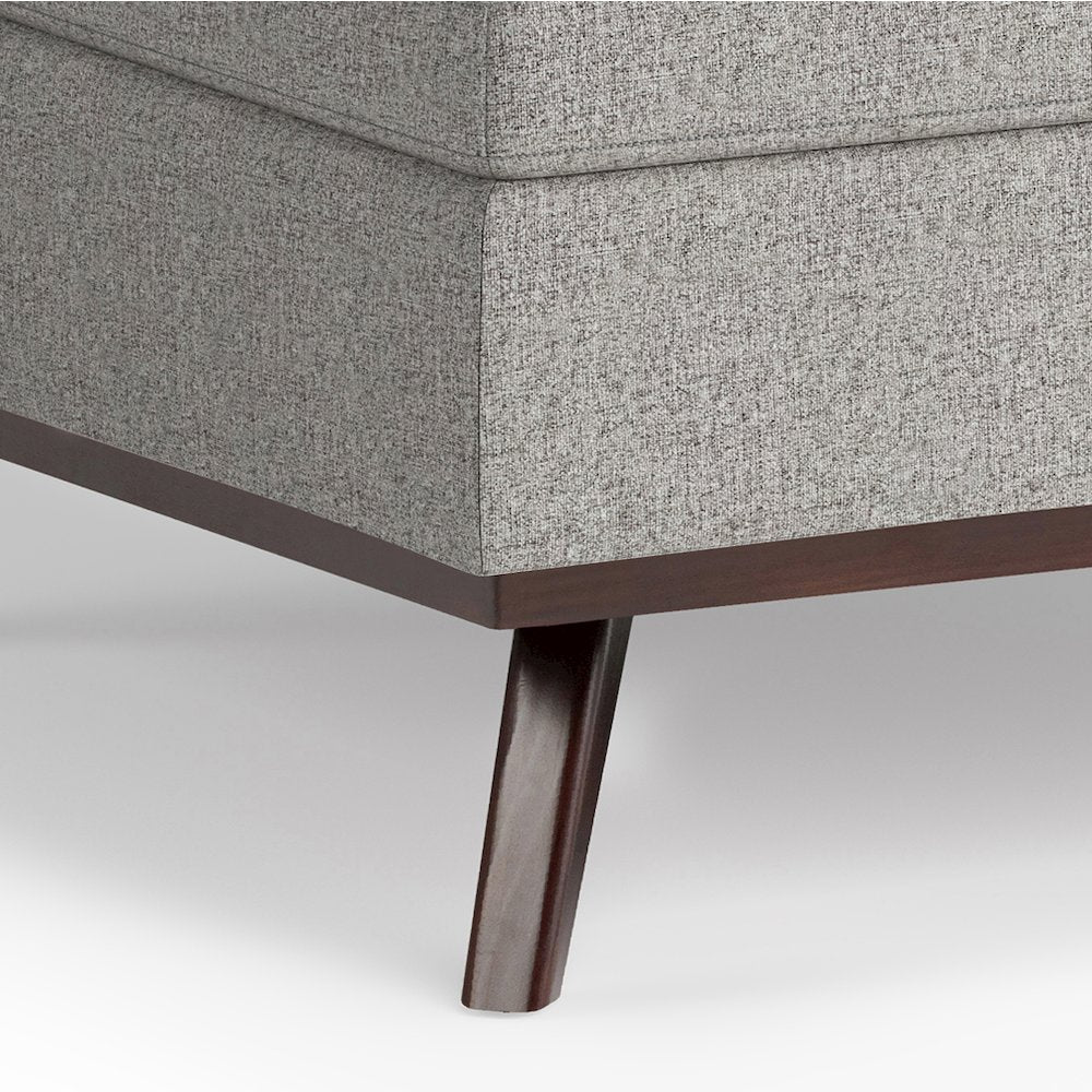 Owen Square Coffee Table Storage Ottoman In Cloud Grey Polyester Fabric