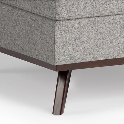 Owen Square Coffee Table Storage Ottoman In Cloud Grey Polyester Fabric
