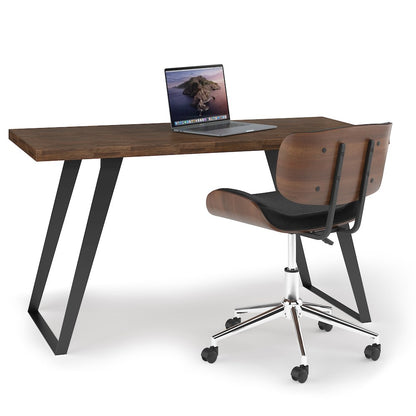 Lowry Solid Acacia Wood Flat Top Desk In Rustic Natural Aged Brown