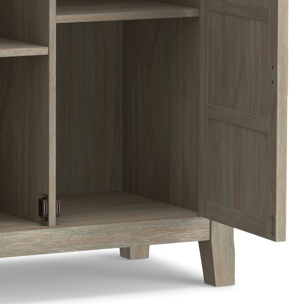 Redmond Solid Wood Low Storage Cabinet In Distressed Grey