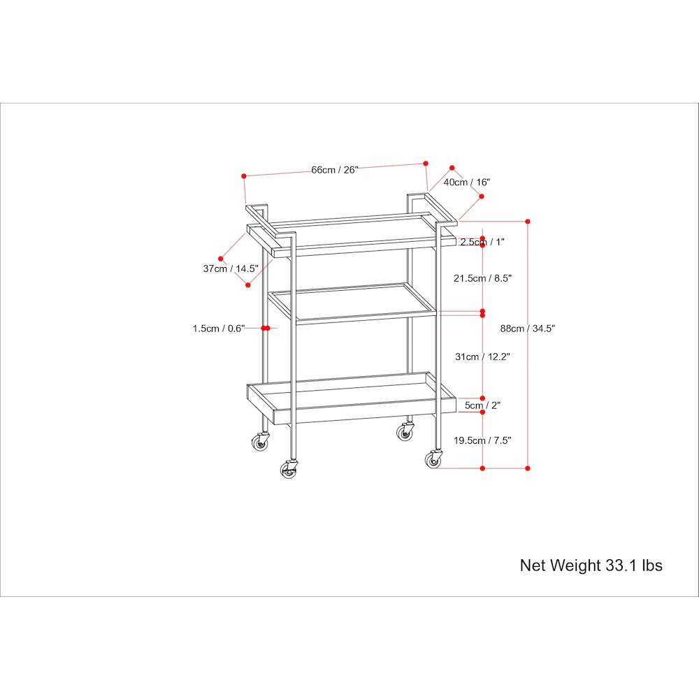 Jace Solid Mango Wood 26 Inch Bar Cart In Cognac