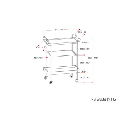 Jace Solid Mango Wood 26 Inch Bar Cart In Cognac