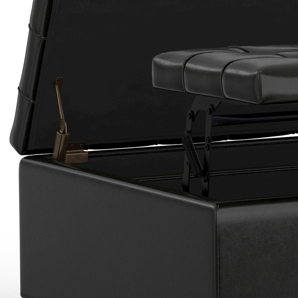 Harrison Small Square Coffee Table Storage Ottoman in Midnight Black
