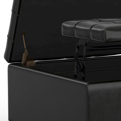 Harrison Small Square Coffee Table Storage Ottoman in Midnight Black