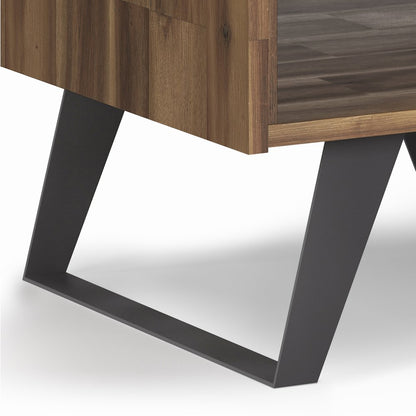 Lowry Solid Acacia Wood End Table In Distressed Golden Wheat