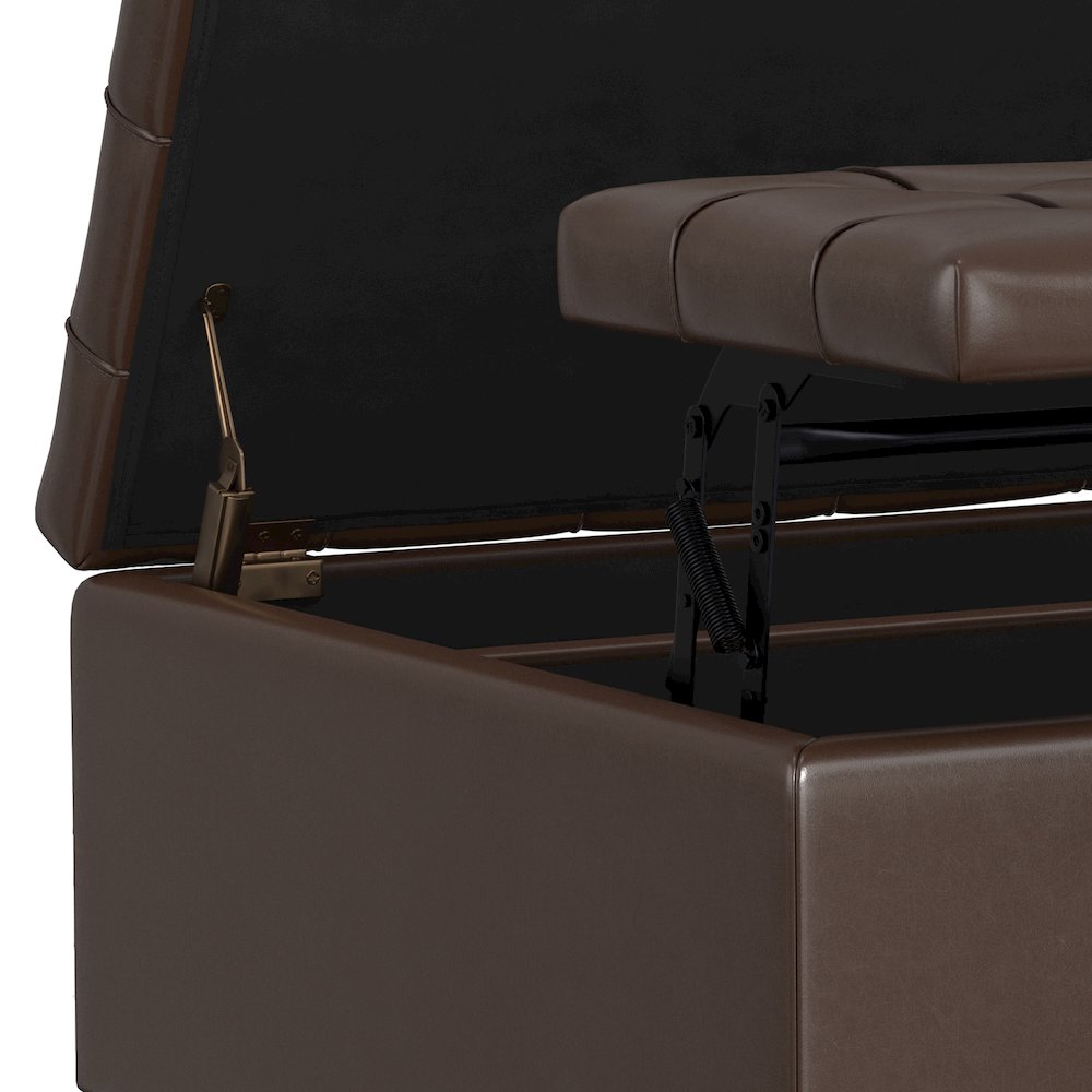 Harrison Small Square Coffee Table Storage Ottoman in Chocolate Brown