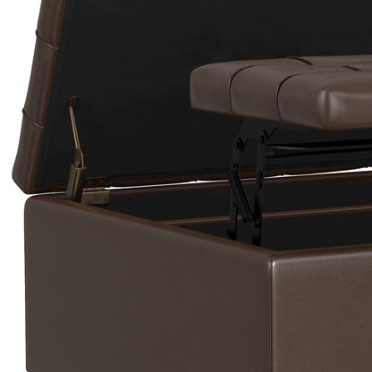 Harrison Small Square Coffee Table Storage Ottoman in Chocolate Brown