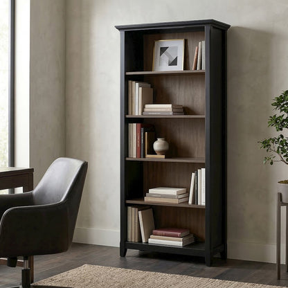Amherst 30 inch x 70 inch Solid Wood Transitional 5 Shelf Bookcase