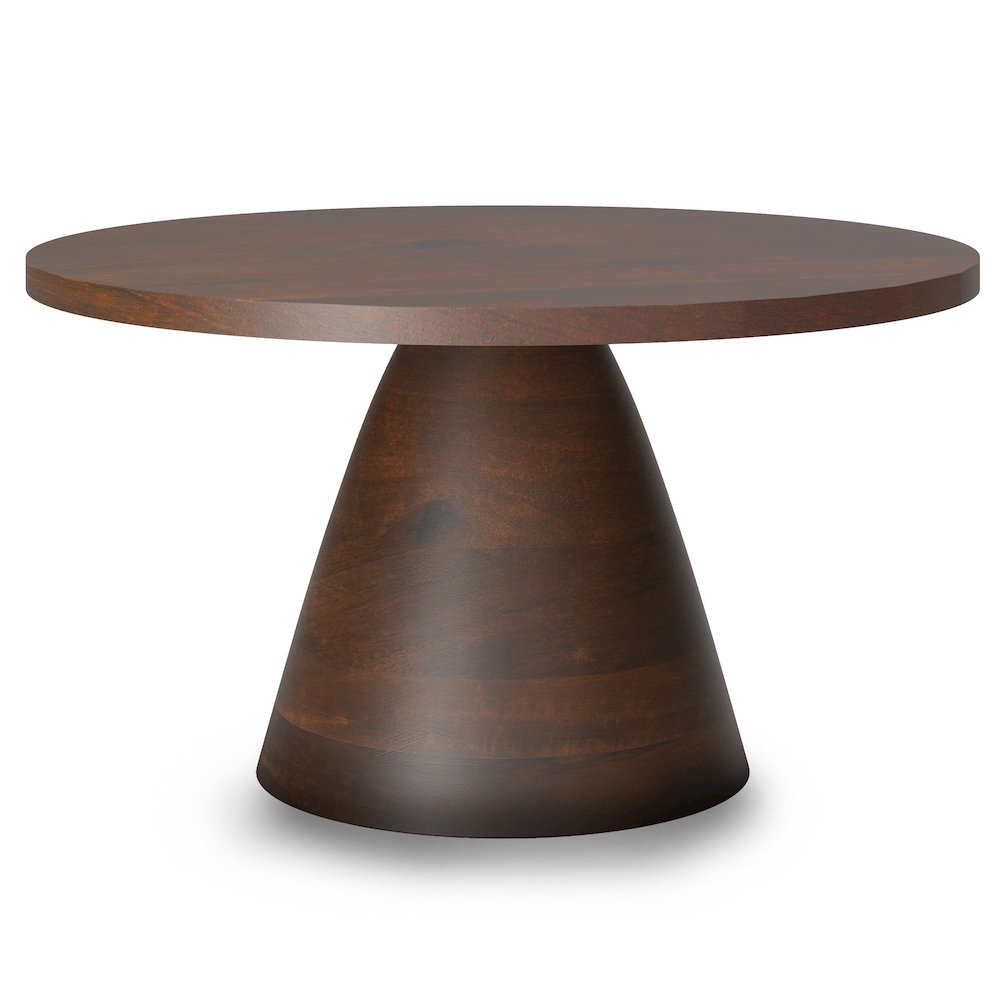 Winnie Solid Acacia Wood Round Coffee Table In Walnut