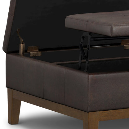 Dover Lift Top Coffee Table Storage Ottoman in Distressed Brown