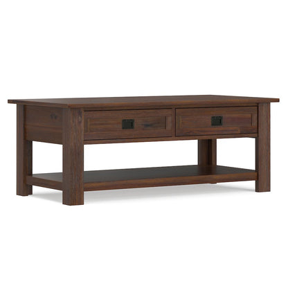 Monroe 48 inch Wide Solid Acacia Wood Rustic Rectangular Coffee Table