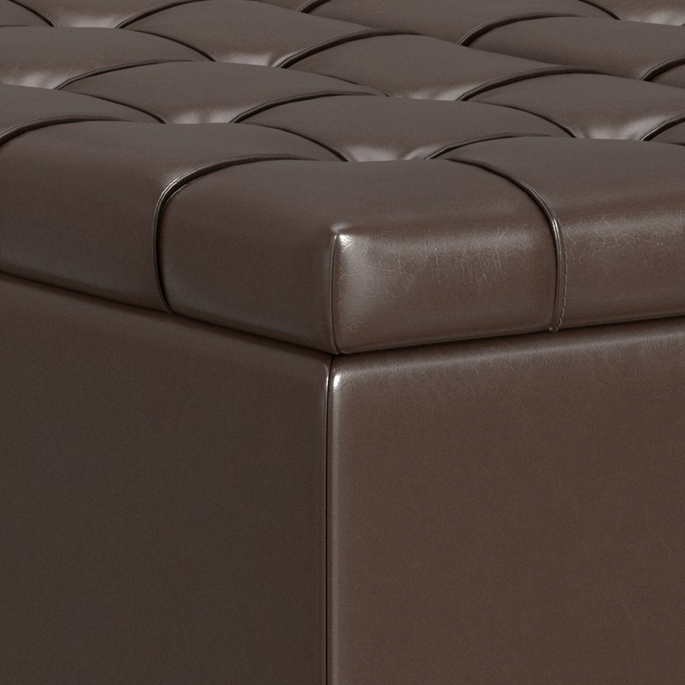 Harrison Small Square Coffee Table Storage Ottoman in Chocolate Brown