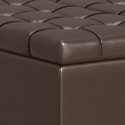 Harrison Small Square Coffee Table Storage Ottoman in Chocolate Brown