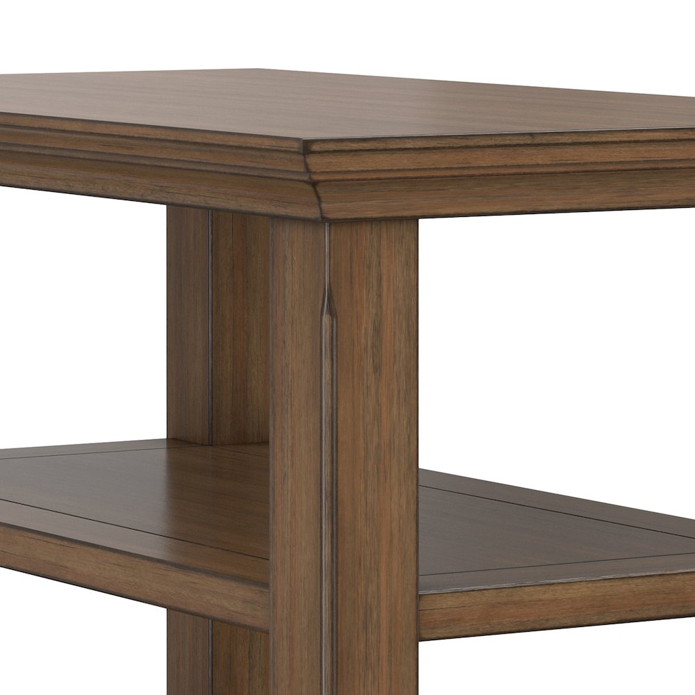 14 Wide Solid Wood Transitional Narrow Side Table in Rustic Natural Aged Brown