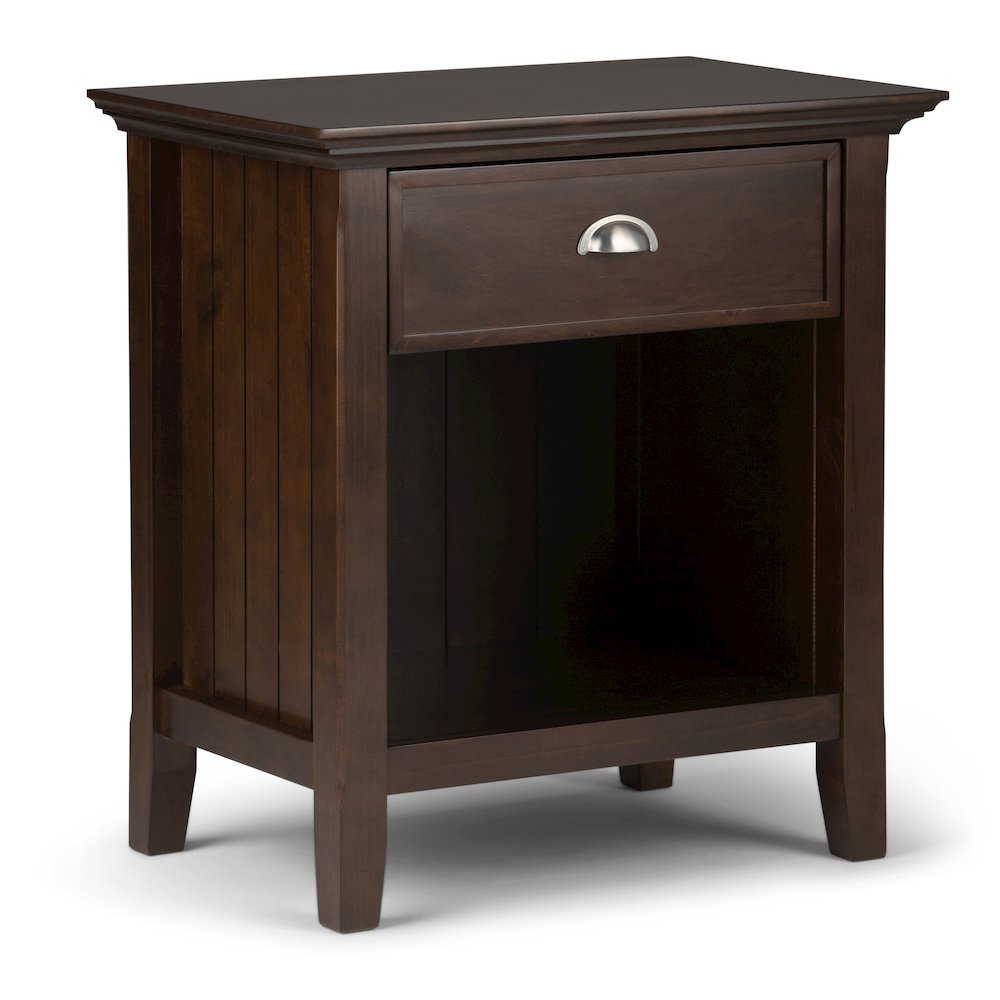Acadian 24 inch Wide Solid Wood Transitional Bedside Table in Brunette Brown