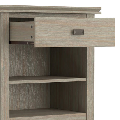 Artisan 24 inch Wide Solid Wood Transitional Bedside Table in Distressed Grey