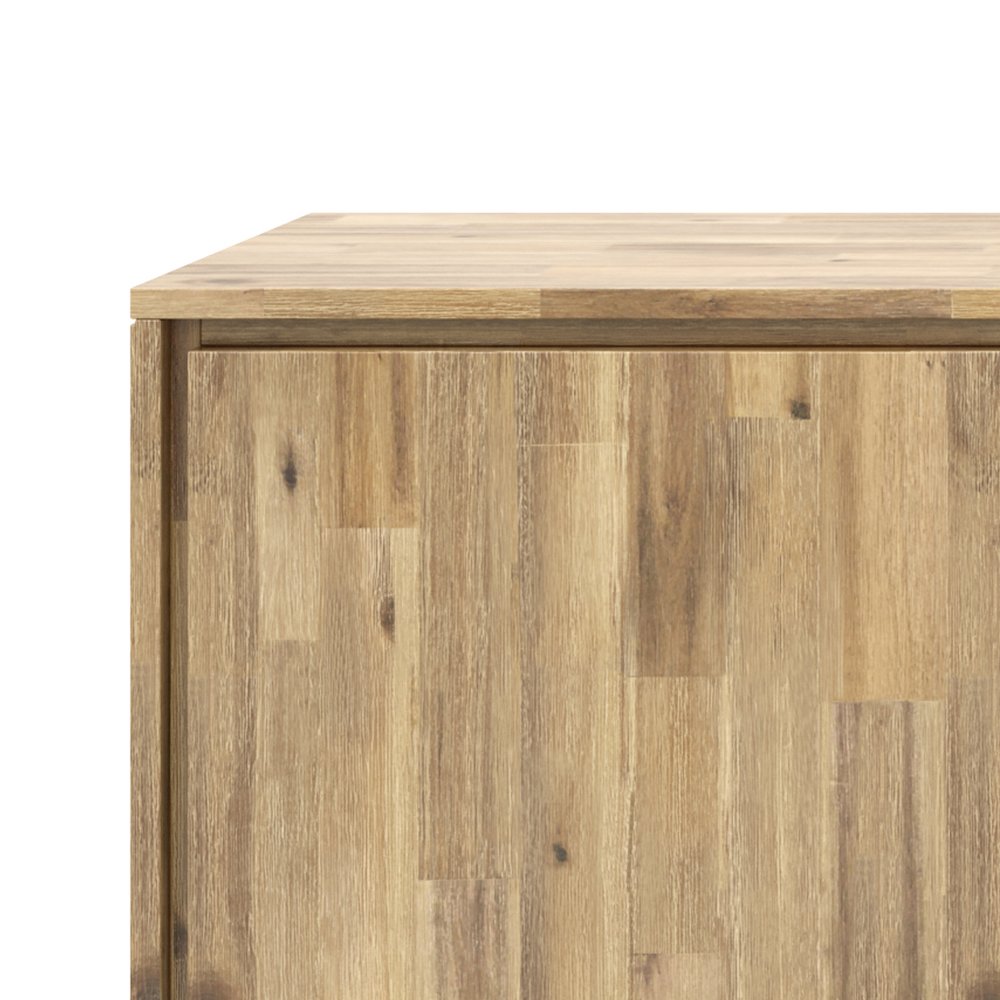 Lowry Solid Acacia Wood Sideboard Buffet In Distressed Golden Wheat