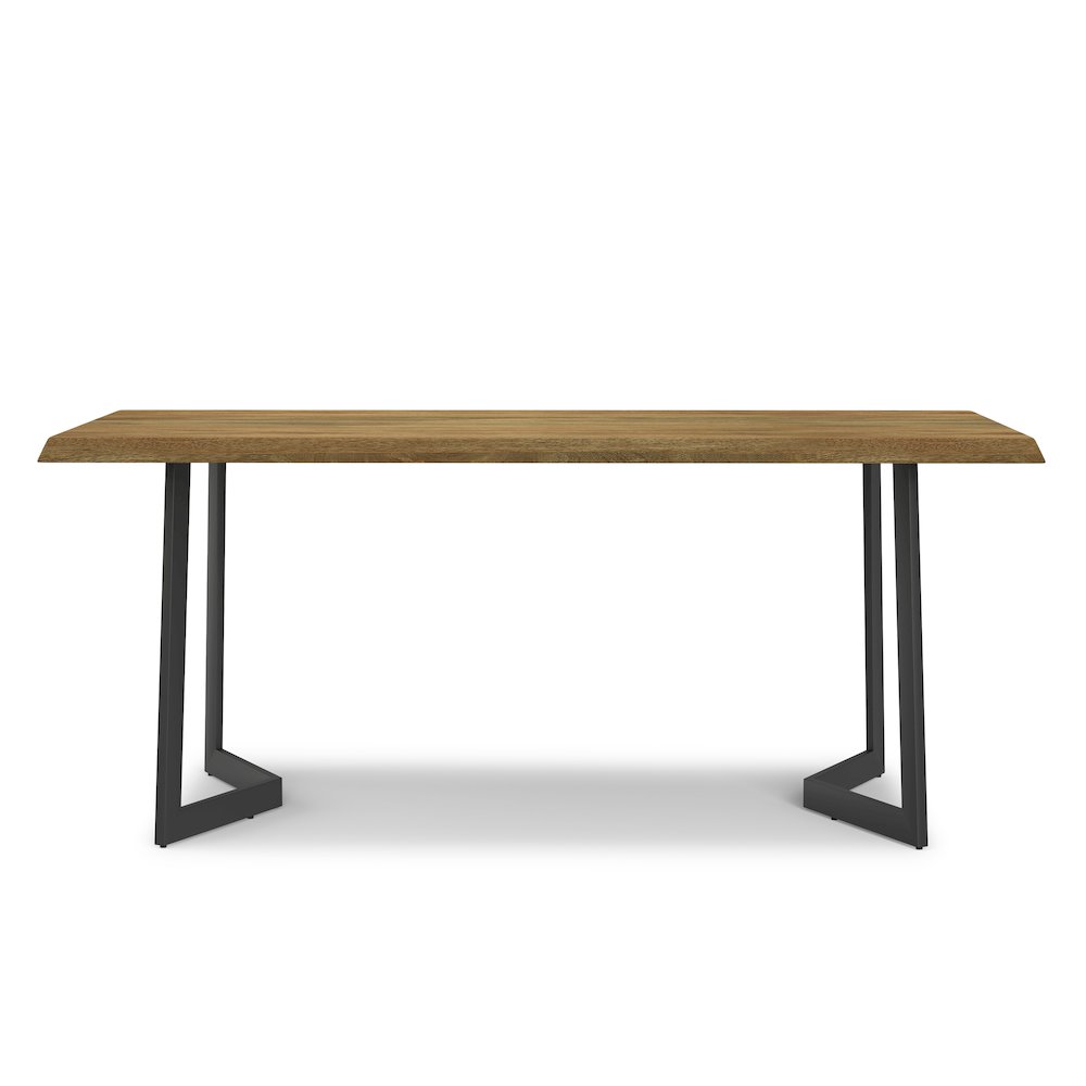 Watkins Solid Mango Wood Dining Table With Inverted Metal Base In Light Brown