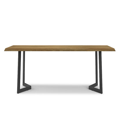 Watkins Solid Mango Wood Dining Table With Inverted Metal Base In Light Brown