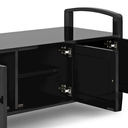 Warm Shaker 44 inch Wide Solid Wood Transitional Entryway Storage Bench in Black
