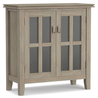 Artisan Solid Wood Low Storage Cabinet In Distressed Grey
