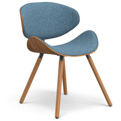 Marana Dining Chair In Denim Blue Linen Look Fabric