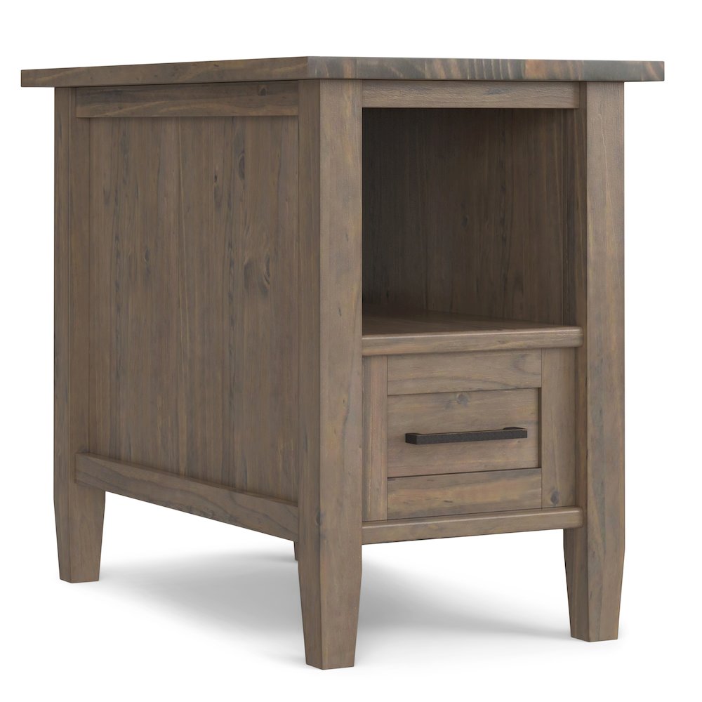 Ela Solid Wood Narrow End Table In Smoky Brown