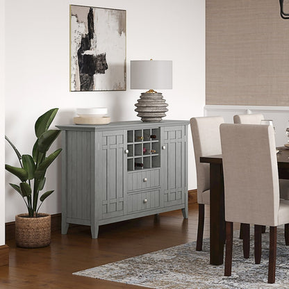 Bedford Solid Wood Sideboard Buffet And Wine Rack In Fog Grey