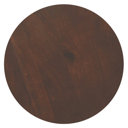 Winnie Solid Acacia Wood Round Coffee Table In Walnut