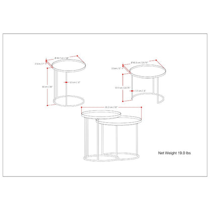 Monet Metal 2 Pc Nesting Table In Black