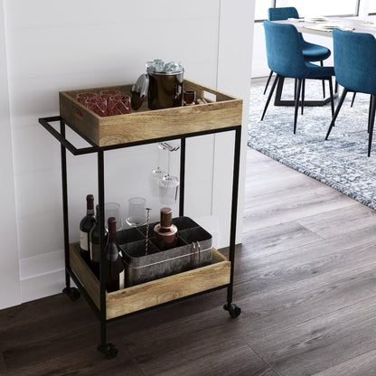 Simons Solid Mango Wood 24 Inch Bar Cart In Natural