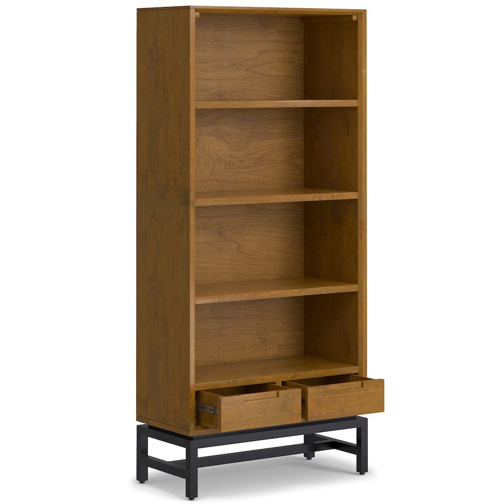 Banting SOLID HARDWOOD Mid Century Bookcase in Medium Saddle Brown