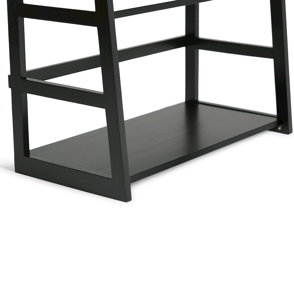 Acadian Solid Wood Ladder Shelf Bookcase In Black
