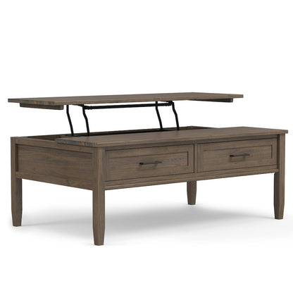 Ela Solid Wood Lift Top Coffee Table In Smoky Brown