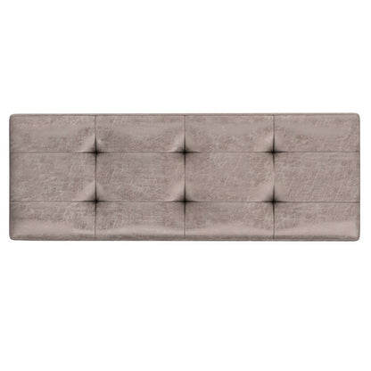 Rectangular Storage Ottoman In Distressed Grey Taupe Vegan Faux Leather