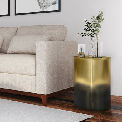 Curtis Metal Cylinder Accent Table In Ombre Black/ Gold