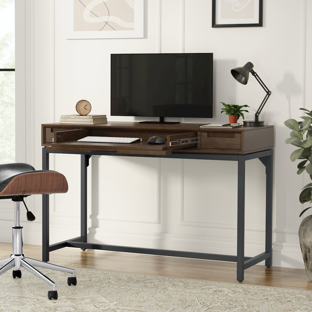 Banting SOLID HARDWOOD Mid Century Small Desk in Walnut Brown