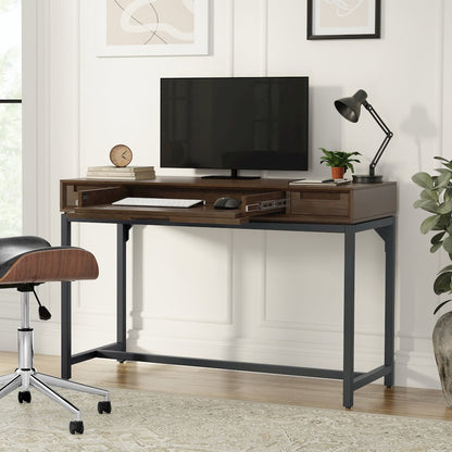 Banting SOLID HARDWOOD Mid Century Small Desk in Walnut Brown