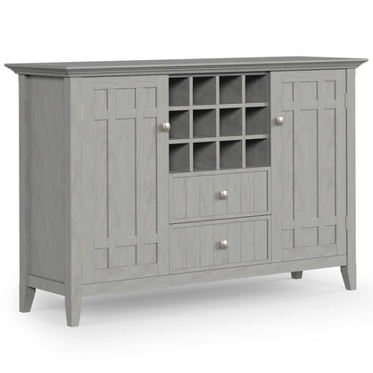Bedford Solid Wood Sideboard Buffet And Wine Rack In Fog Grey