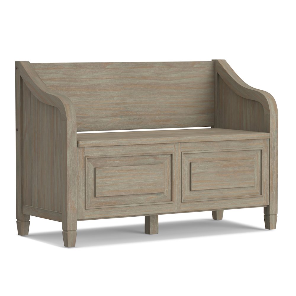 Connaught Solid Wood Entryway Storage Bench In Distressed Grey