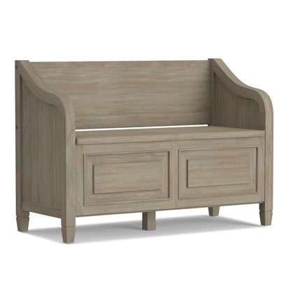 Connaught Solid Wood Entryway Storage Bench In Distressed Grey