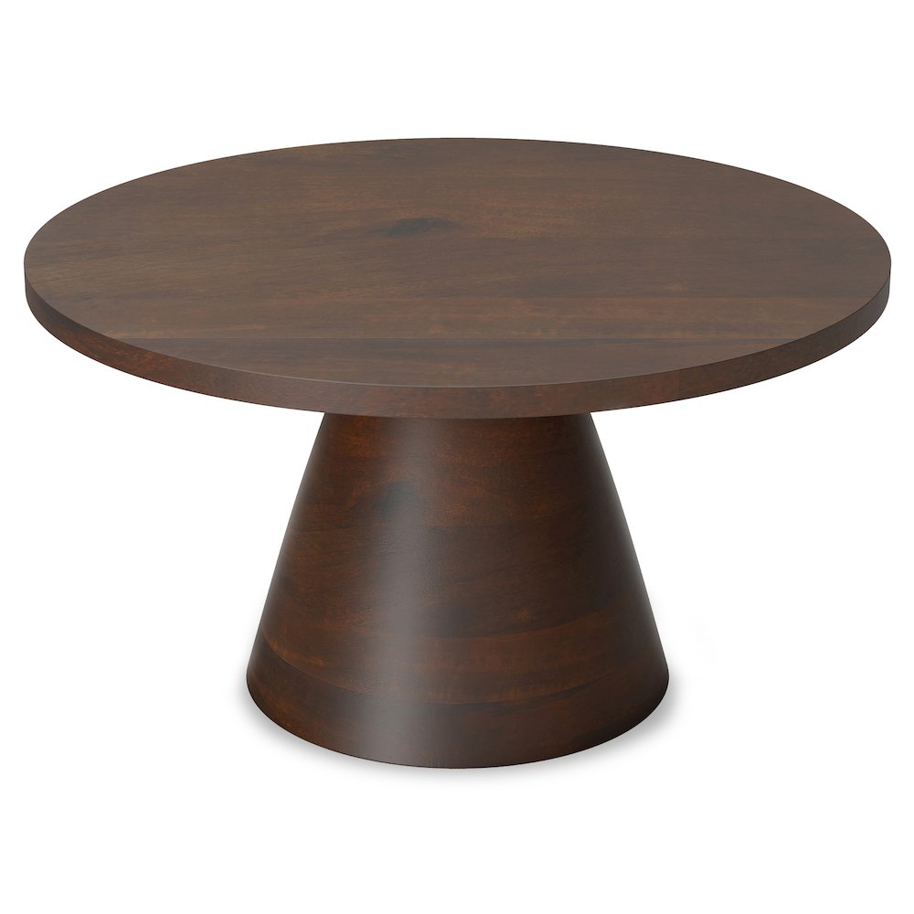 Winnie Solid Acacia Wood Round Coffee Table In Walnut