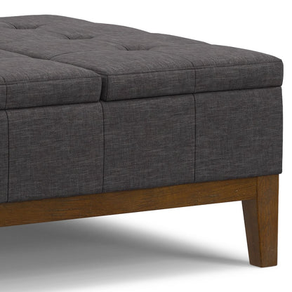 Dover Lift Top Coffee Table Storage Ottoman in Slate Grey  Polyester Linen