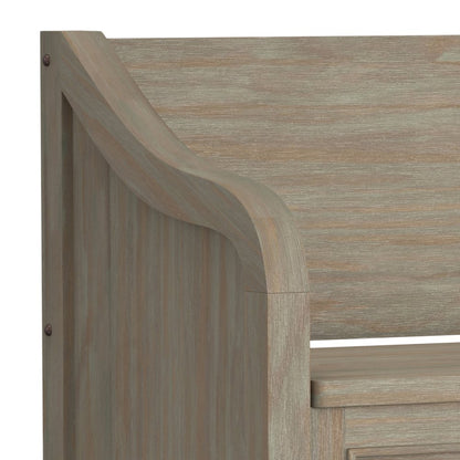 Connaught Solid Wood Entryway Storage Bench In Distressed Grey
