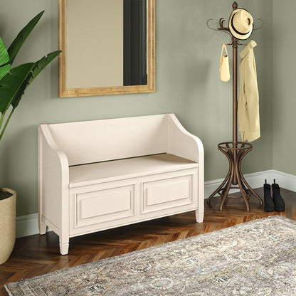 Connaught Solid Wood Entryway Storage Bench In Antique White