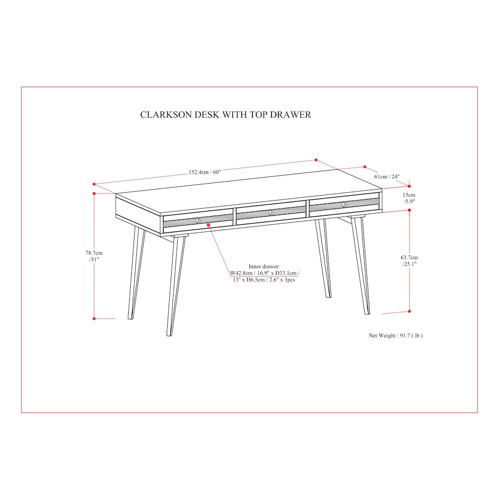 Clarkson Solid Acacia Wood Desk In Rustic Natural Aged Brown