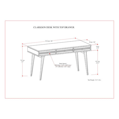 Clarkson Solid Acacia Wood Desk In Rustic Natural Aged Brown