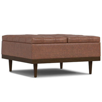 Mariah Lift Top Table Storage Ottoman in Distressed Saddle Brown