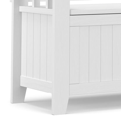 36 Inch Wide Solid Wood Transitional Small Entryway Storage Bench In White