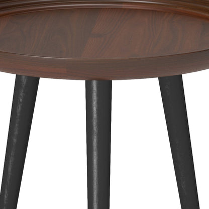 Clairmont Solid Acacia Wood Round Side Table In Cognac